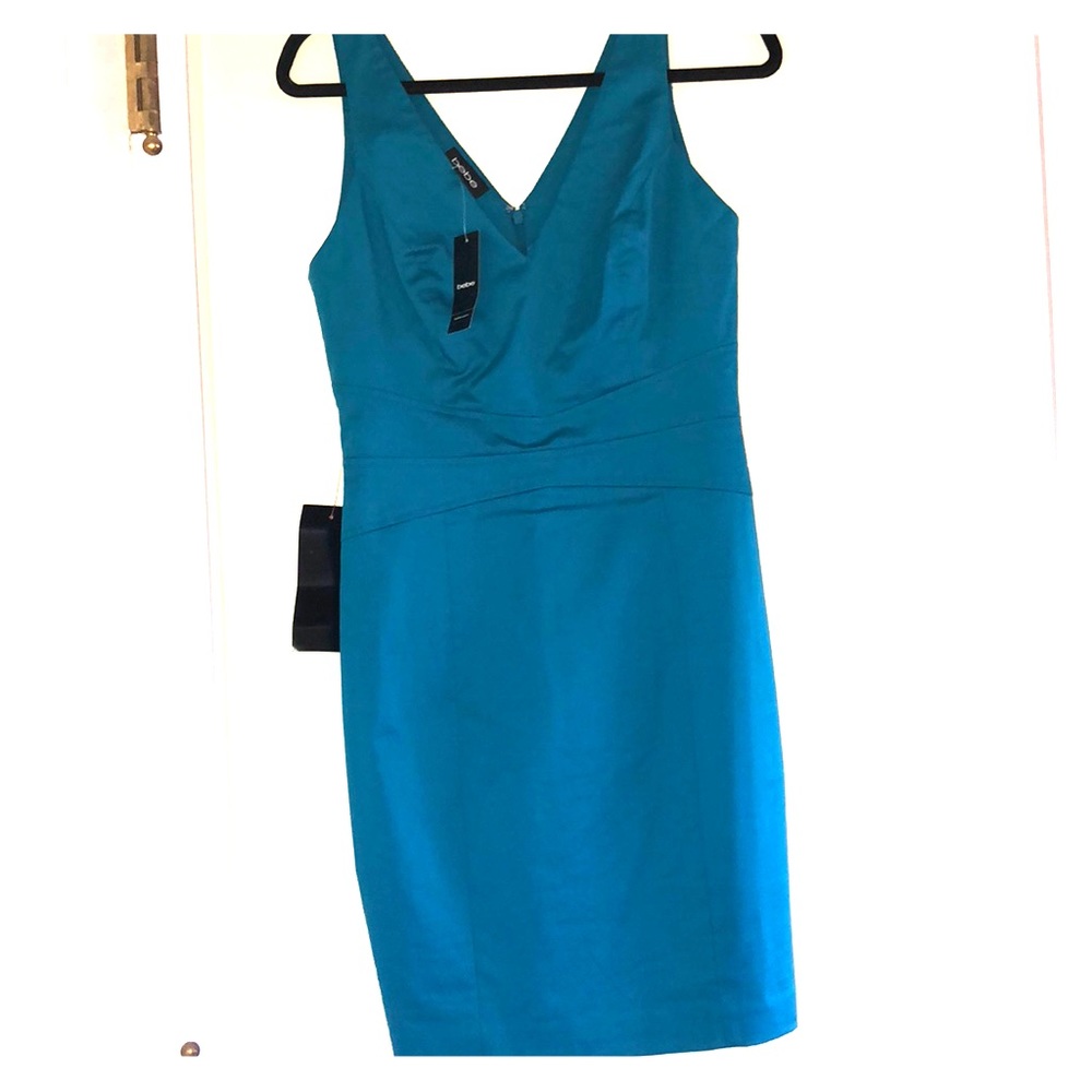 Bebe Charlene Zip Tank Dress Aqua Blue Size 6 NWT
